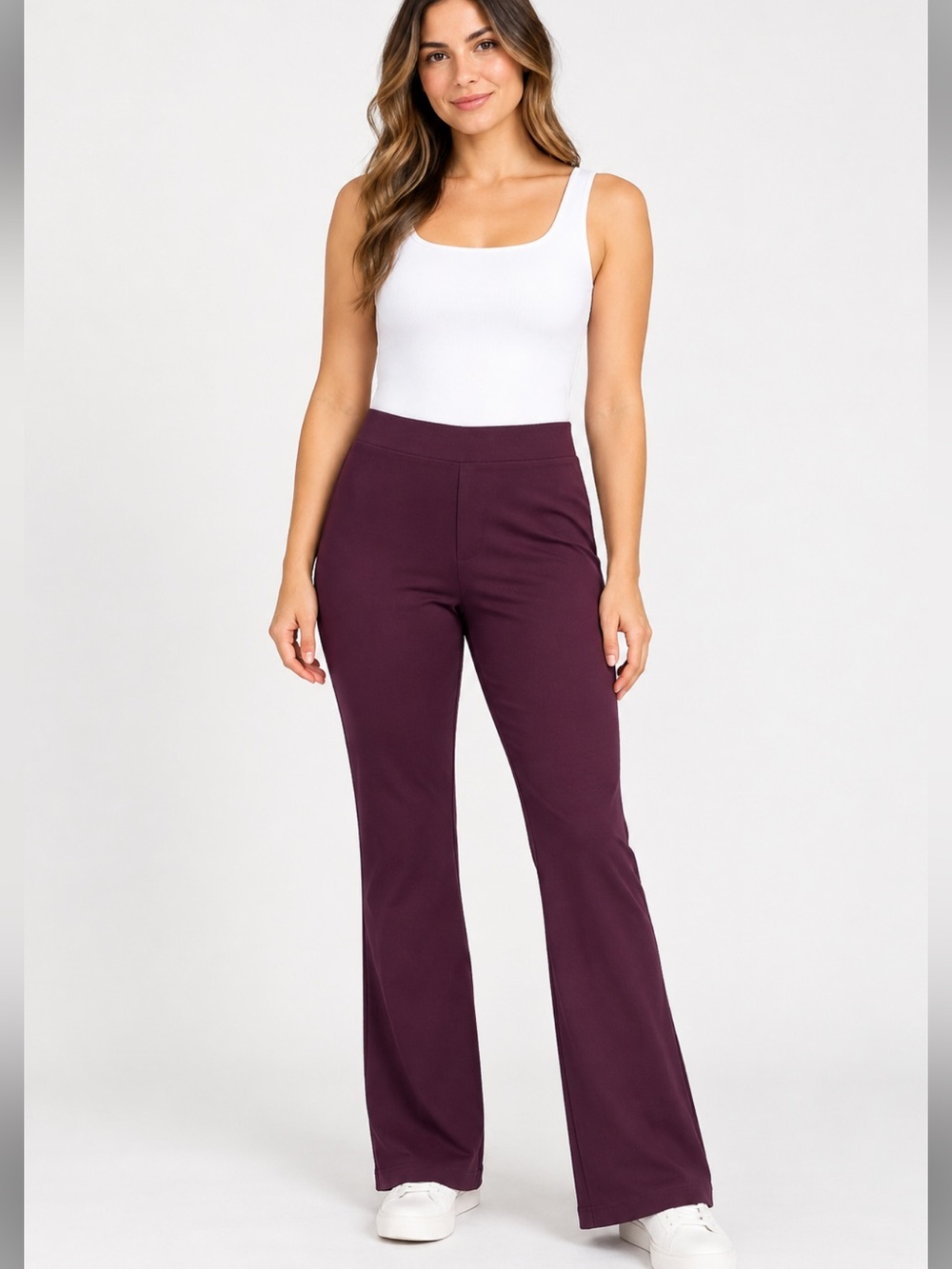 Express pointe bootcut long Stretch Pants in Plum side slits size M long new